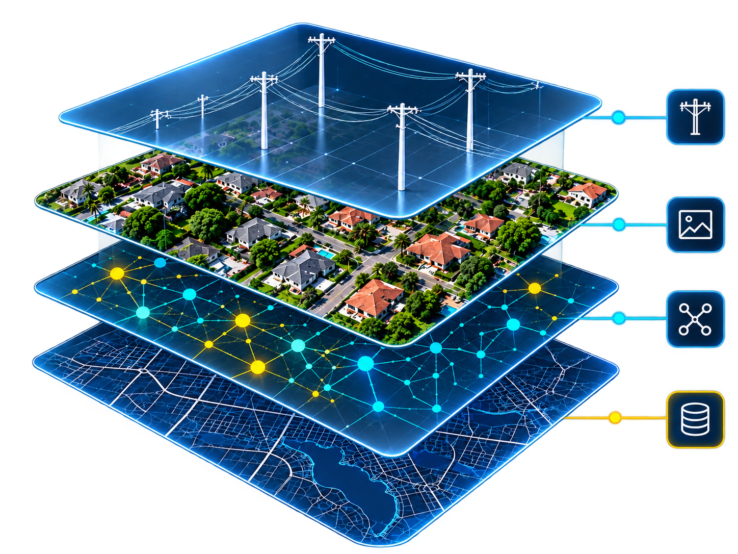Poste de energia com elementos de infraestrutura identificados